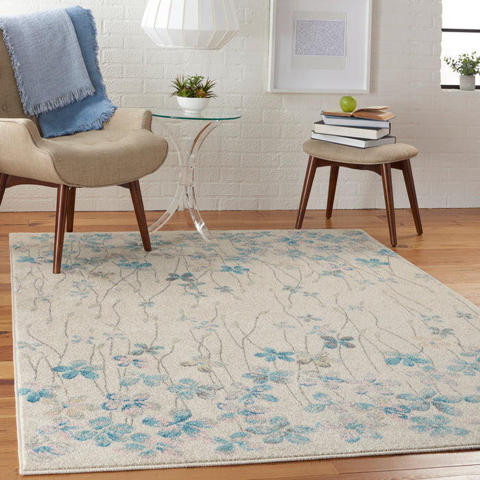 Nourison Tranquil TRA04 Ivory White 6'x9' Floral Area Rug