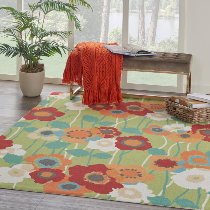 Waverly Sun N Shade SND27 Green 5'x8'  Area Rug