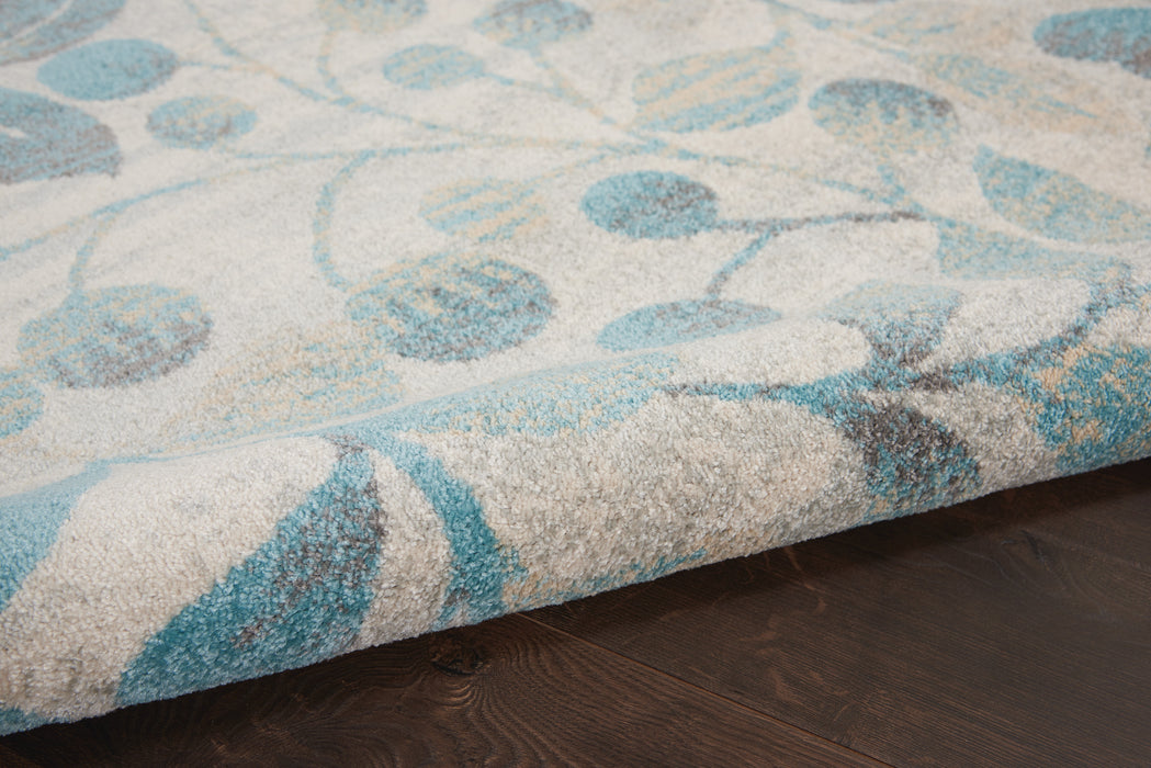 Nourison Tranquil TRA03 Turquoise and Beige 4'x6' Botanical Area Rug