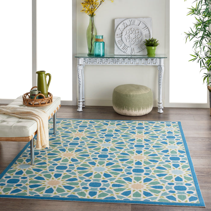 Waverly Sun N Shade SND29 Blue 4'x6'  Area Rug