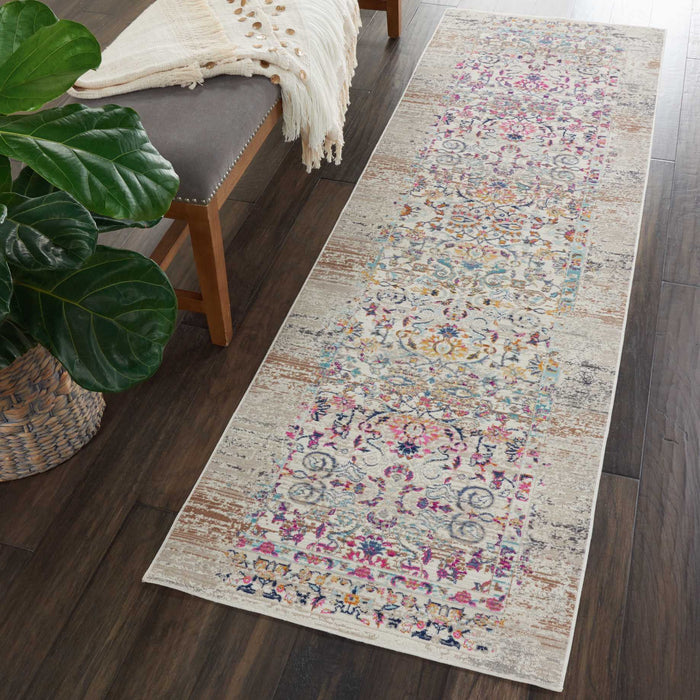 Nourison Vintage Kashan VKA02 Ivory Multicolor 6' Runner  Hallway Rug