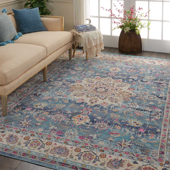 Nourison Vintage Kashan VKA01 Blue Multicolor 8'x10'   Rug