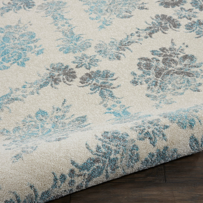 Nourison Tranquil TRA09 Turquoise and White 9'x12' Oversized  Rug