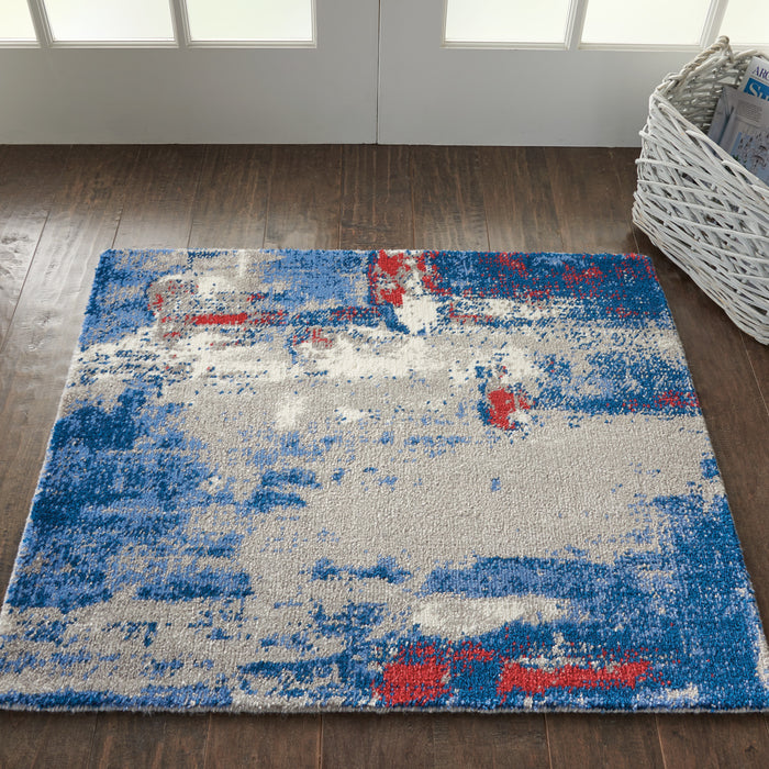 Nourison Twilight 2'x3' Grey and Blue Abstract Area Rug