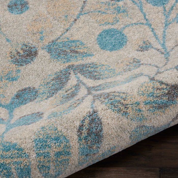 Nourison Tranquil 2'x4' Turquoise and Beige Botanical Small Rug